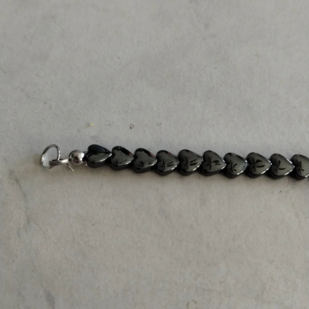Handmade Gunmetal Plated Hematite Heart Bracelet